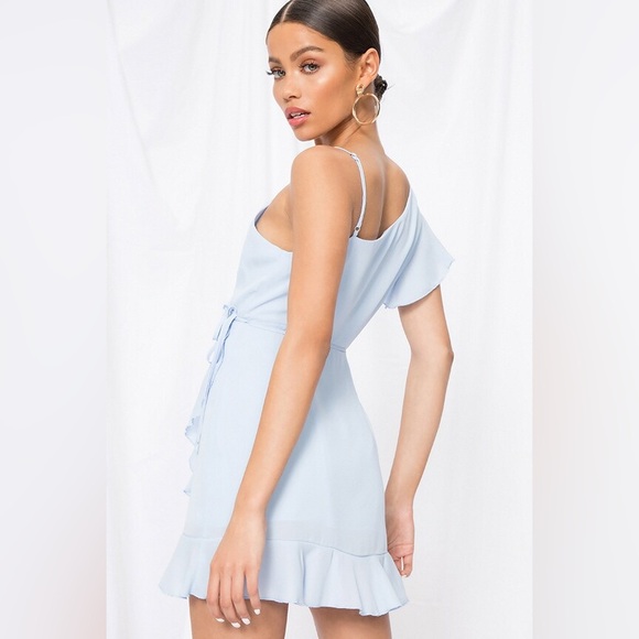 Superdown areanna wrap dress Light Blue Ruffle Wrap Dress - Picture 3 of 13